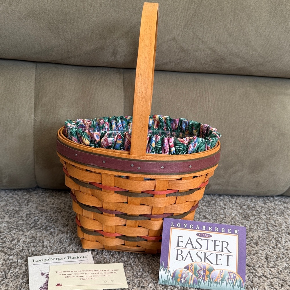 1996 Longaberger Easter Basket Combo - Basket, Liner, Protector - Like New!